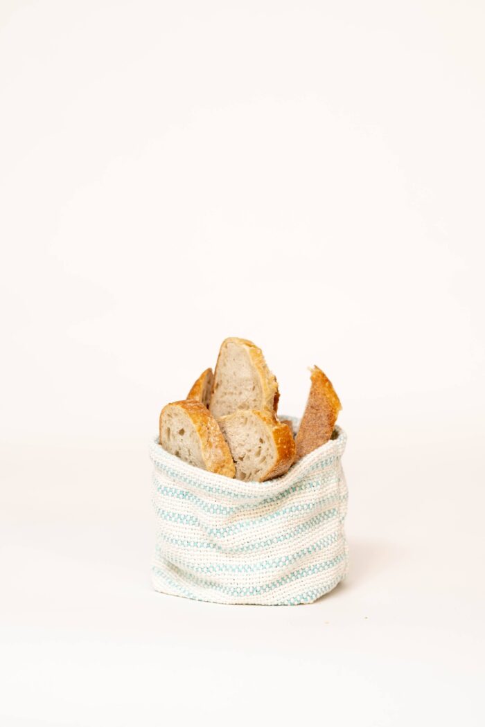 Porta pane in cotone fatto al telaio a mano